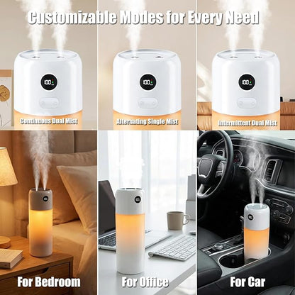 Mini Humidifier for Bedroom, Dual Mist Rechargeable Travel Humidifier for Office - Image 3