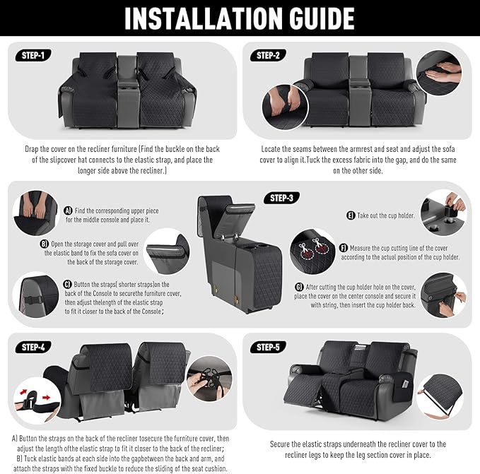 TAOCOCO 100% Waterproof Loveseat Recliner Couch Sofa Covers - Image 7