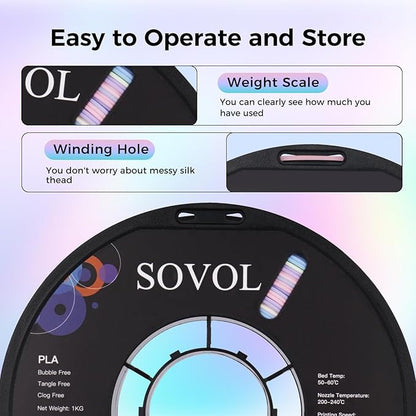 Sovol 3D Printer Silk Shiny Multicolored Gradient Fast Change Rainbow PLA 1kg - Image 7