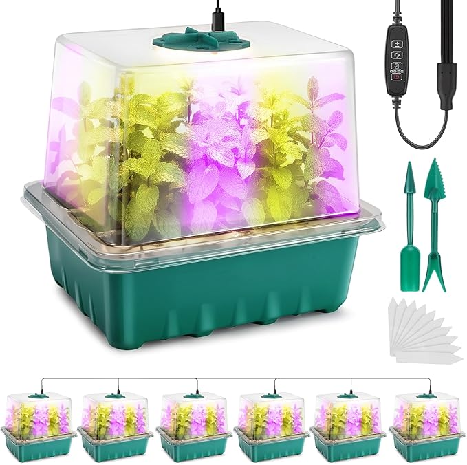 Seed Starter Tray with Grow Light, Timing Controller & Adjustable Brightness & by Ourhom