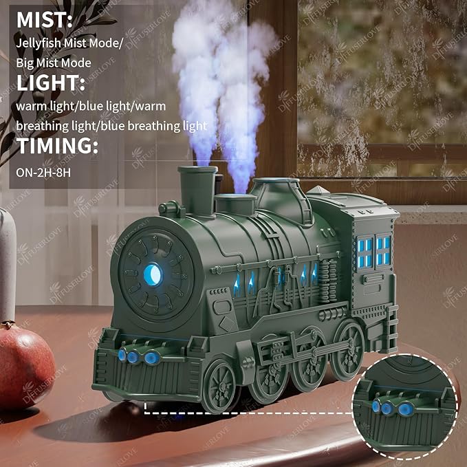 Diffuserlove Essential Oil Diffuser 300ML Train Cool Mist Humidifier Quiet - Image 6
