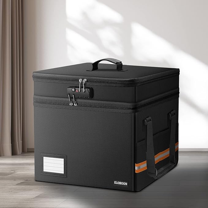 Fireproof Document Box with 13 Pockets Accordian File Organizer, - Image 7
