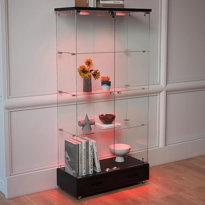 Yoluckea 4 Tier Glass Display Cabinet - Image 8
