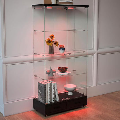 Yoluckea 4 Tier Glass Display Cabinet - Image 8