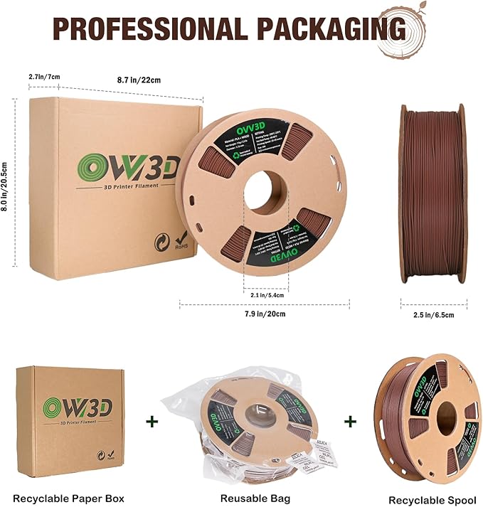 OVV3D Wood PLA Filament 1.75mm, Cherrywood Filament 3D Printer Filament - Image 7