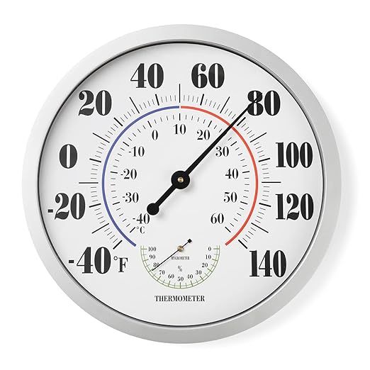 Indoor Outdoor Thermometer Wall Large Numbers Thermometer No Battery 12" by LUBYBG