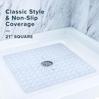 SlipX Solutions Square Natural Rubber Shower Stall Mat, 21” x 21”, Non Slip - Image 2
