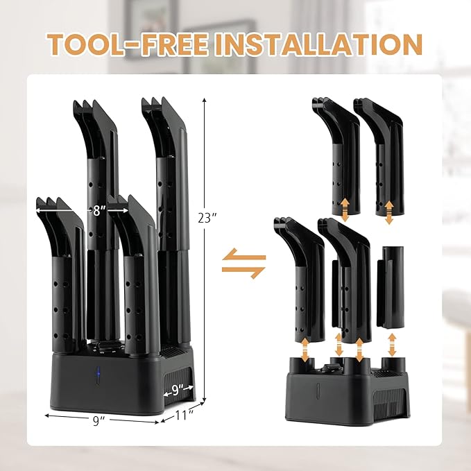 COSTWAY Shoe Dryer, 180 Mins Timer, CETL Standard Noiseless Boot Warmer - Image 6