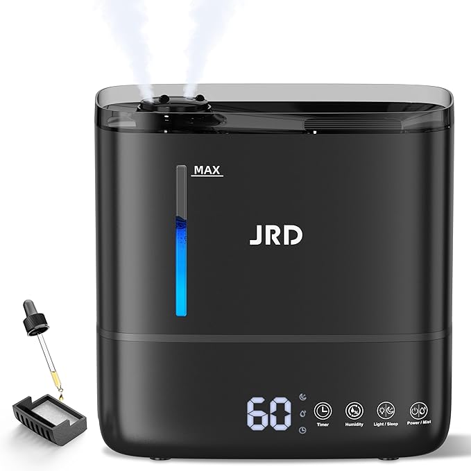 JRD Humidifiers for Bedroom, Ultrasonic Humidifier 4L for Large Room, Cool Mist by JRD