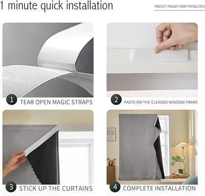 Adhesive Curtain 100% Blackout No-Drill Easy Install - Image 2