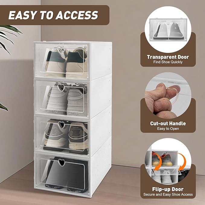 Bitodd 20Pcs Large Plastic Shoe Storage Boxes, Simple Modern Lightweight and - Image 3