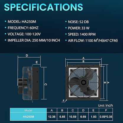 HG Power 10 Inch Shutter Exhaust Fan - Image 7