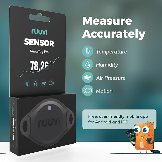 RuuviTag Pro 4in1 Wireless Bluetooth Temperature, Air Humidity, and Air - Image 2