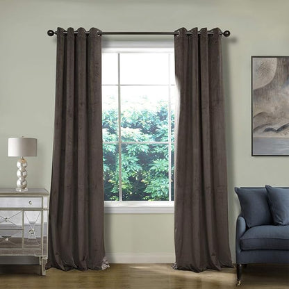ChadMade Blackout Lined Premium Velvet Curtain Brown 50Wx96L Inch, Eyelet by ChadMade