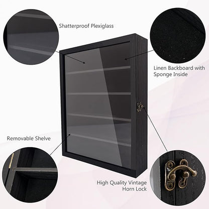 Shadow Box with Shelves, Keepsake Collectibles, Coins Military Medals Pins - Image 4