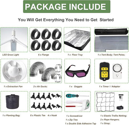Complete Mylar Growing Tent, 4x4 Grow Tent Kit 48"x48"x80" Indoor Plant Growing - Image 7