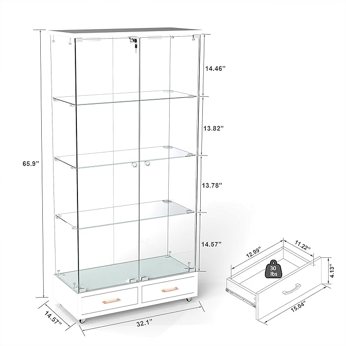 Yoluckea 4 Tier Glass Display Cabinet - Image 2