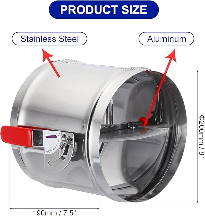 PATIKIL HVAC Duct Manual Volume Backdraft Damper, 8 Inch, Airflow Ducting - Image 2