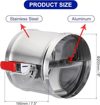 PATIKIL HVAC Duct Manual Volume Backdraft Damper, 8 Inch, Airflow Ducting - Image 2