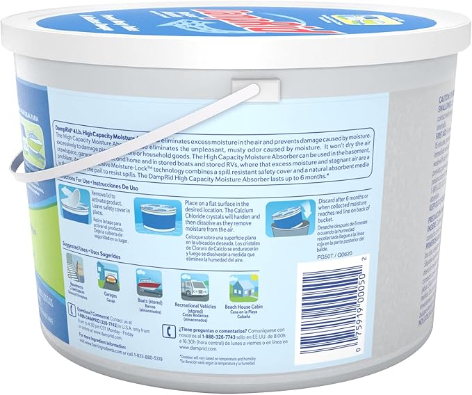 DampRid Moisture Absorber Hi-Capacity Bucket, 4 lb., Fragrance Free, - Image 4