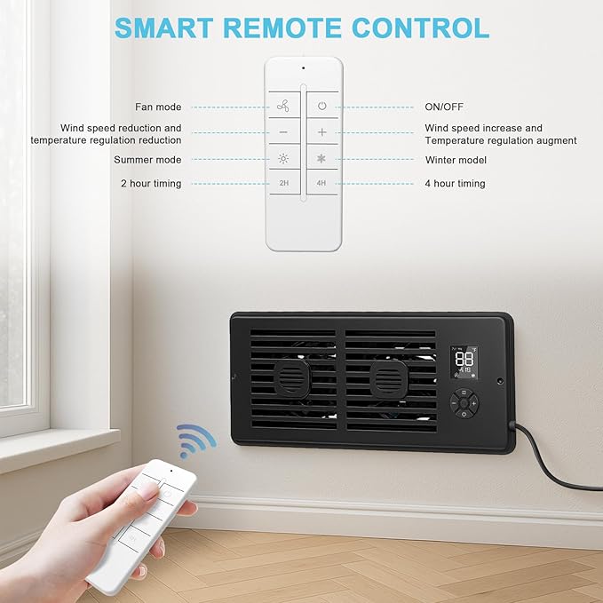 Register Booster Fan for 4" x 10" Vents Only, 10 Speeds to Control Cool & Warm - Image 4