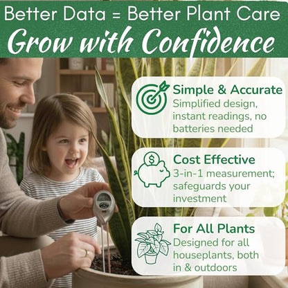 Houseplant Health Meter – 3-in-1 Tool to Prevent Overwatering, Root Rot & Leaf - Image 4