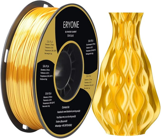 ERYONE Silk PLA Filament for 3D Printer, 1.75mm +/- 0.03mm, Silk Glod by ERYONE