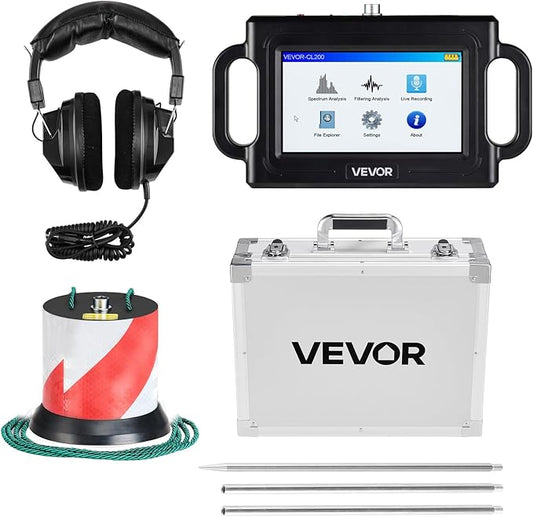 VEVOR Pipe Water Leak Detector, 1Hz-5000Hz, 3 Listening Rods, Headphones by VEVOR
