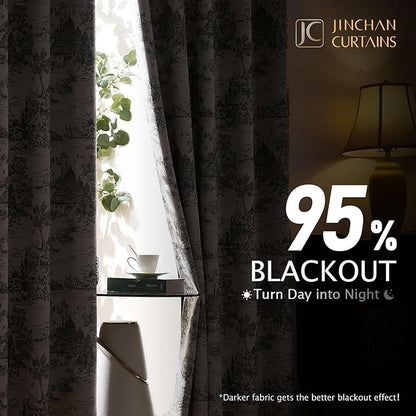 jinchan 95% Blackout Toile Curtains - Image 3