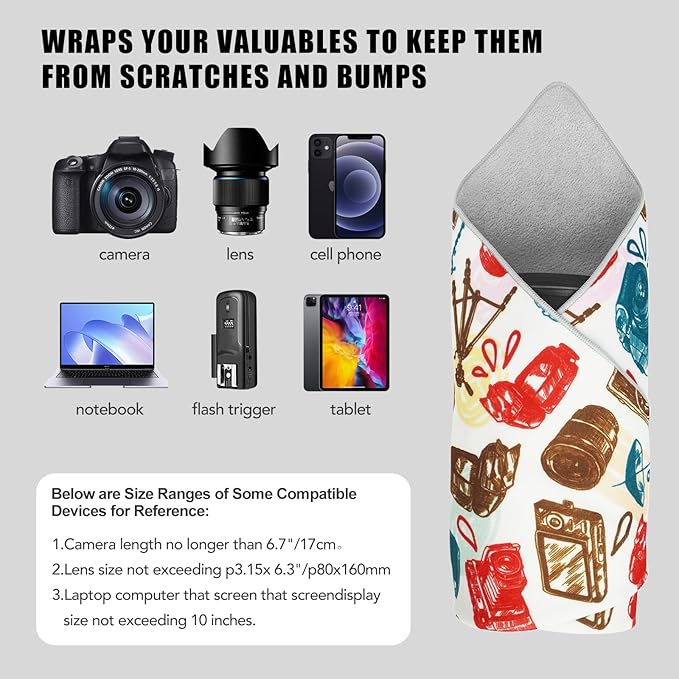 15 in Camera Wrap with Pouch, Lens Protective Wrap, Anti-scratch Anti-dust - Image 3
