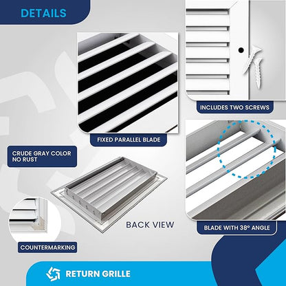 12x6 Inch Air Return Vent Cover Decorative – Premium Aluminum AC Vent Cover - Image 9