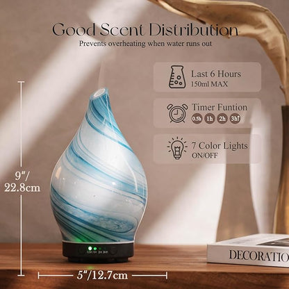 Porseme 150ml Essential Oil Diffuser Glass Color Changing Aroma Air Diffusers - Image 3