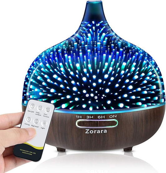 Essential Oil Diffuser 550ml Cool Mist Humidifier 3D Glass Ultrasonic by Unknown