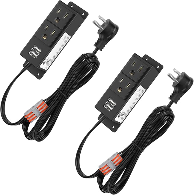 2Pack Electrical Power Outlet Kit, Hidden Outlet Cabinet Accessories by Kungfuking