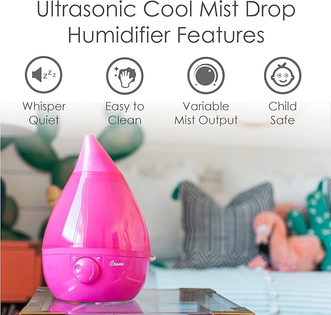 Crane Ultrasonic Humidifiers for Bedroom and Office, 1 Gallon Cool Mist Air - Image 2