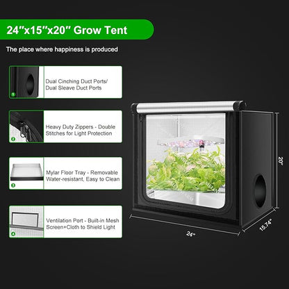 MELONFARM 24"x16"x20" Grow Tent, Double Transparent Viewing Door Indoor Grow - Image 5