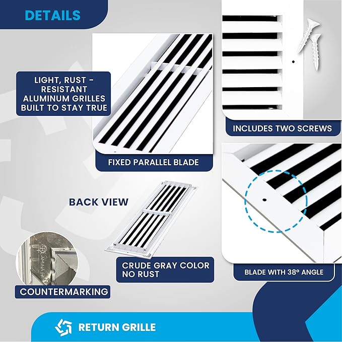 26x6 Inch Air Return Vent Cover Decorative – Premium Aluminum AC Vent Cover - Image 9