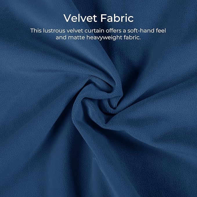 TWOPAGES Luxury Velvet Curtain Pinch Pleated Indigo Curtain 102 inch Long - Image 3