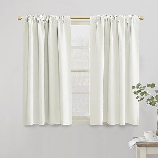42 Inch Length Short Curtains, Cream Colored Blackout Curtains by PANELSBURG