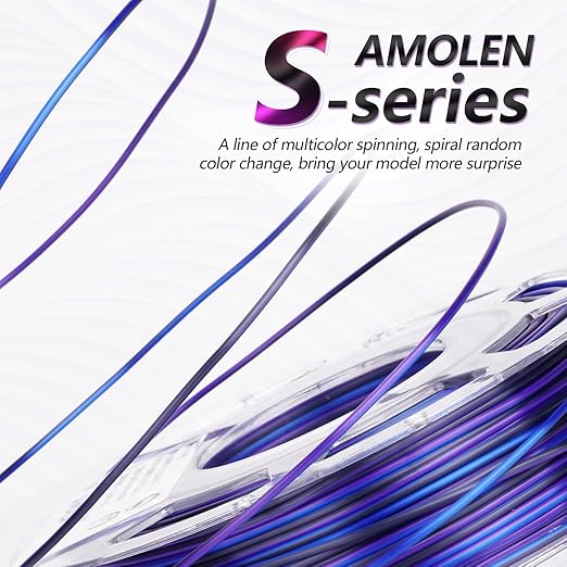 AMOLEN Silk PLA 3D Printer Filament Bundle, Shiny Multicolor Rainbow PLA - Image 2