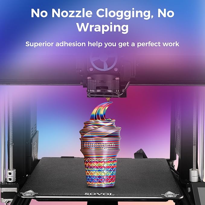 Sovol Silk PLA Filament Rotated Tri Color Co-Extrusion 1.75mm, Fast Change 3D - Image 4