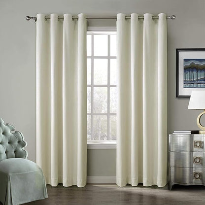 ChadMade Blackout Lined Premium Velvet Curtain Beige 50Wx120L Inch, Eyelet by ChadMade