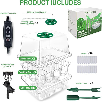YAUNGEL Seed Starter Tray with Grow Light, 6 Pack Seed Starter Kit with Timing - Image 7