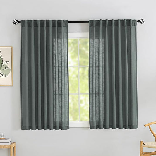 Flax Linen Curtains 72 Inch Length by DONREN