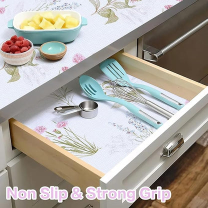 Floral Shelf Liner for Kitchen Cabinets Non Adhesive Drawer Liners Non Slip - Image 6