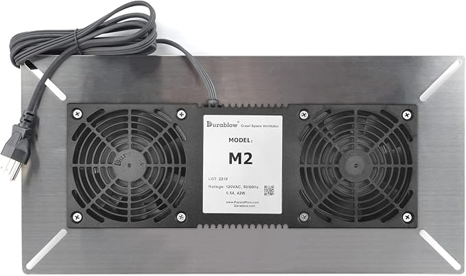 Durablow 220 CFM Air-Out Stainless Steel Crawl Space Vent Fan, Dual Fans by Durablow
