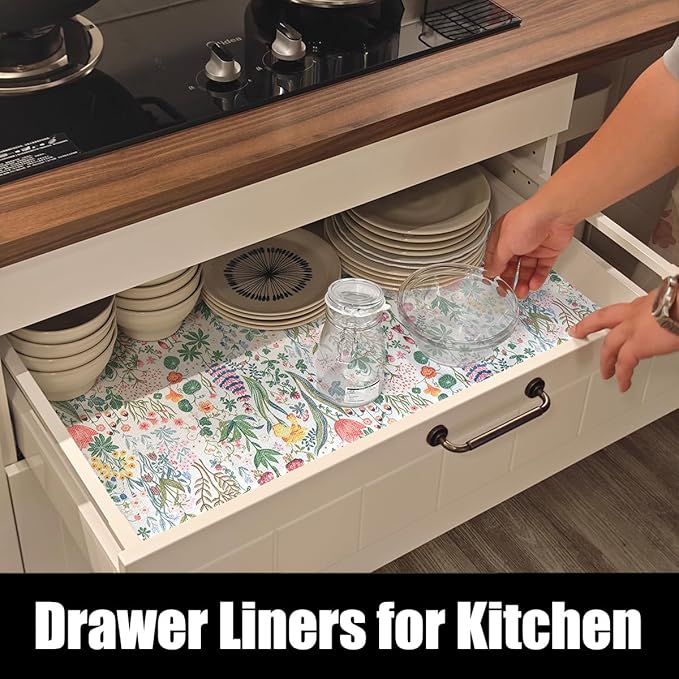 Floral Shelf Drawer Liners, 24IN x 10FT Non Adhesive and Strong Non-Slip - Image 6