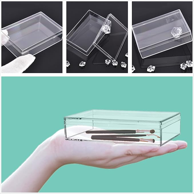 Clear Acrylic Box with Lids, 4 Pack 4.3x2.7x1 Inch Plastic Square Cube Candy - Image 3