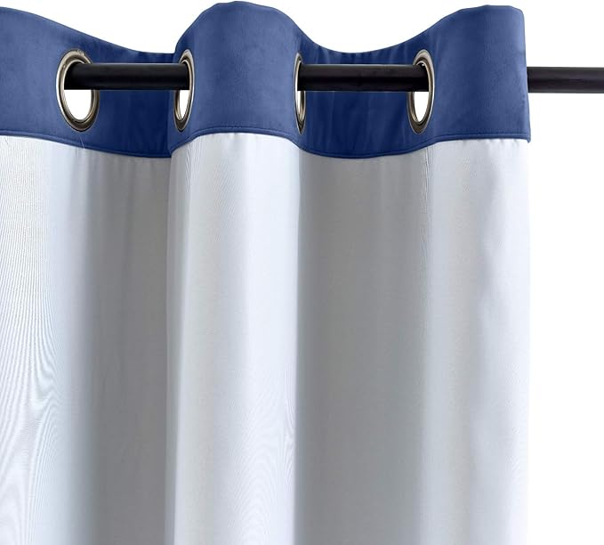 ChadMade Blackout Lined Premium Velvet Curtain Ocean Blue 100Wx120L Inch - Image 3