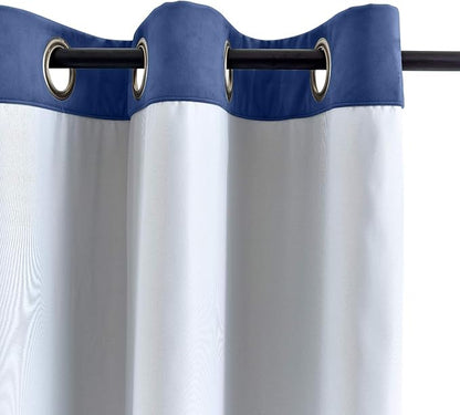 ChadMade Blackout Lined Premium Velvet Curtain Ocean Blue 100Wx120L Inch - Image 3